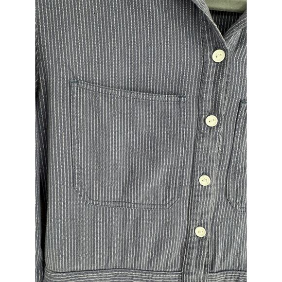 Brixton Hickory Striped Coveralls Jumpsuit Womens XS Blue White Button Front - Picture 5 of 14